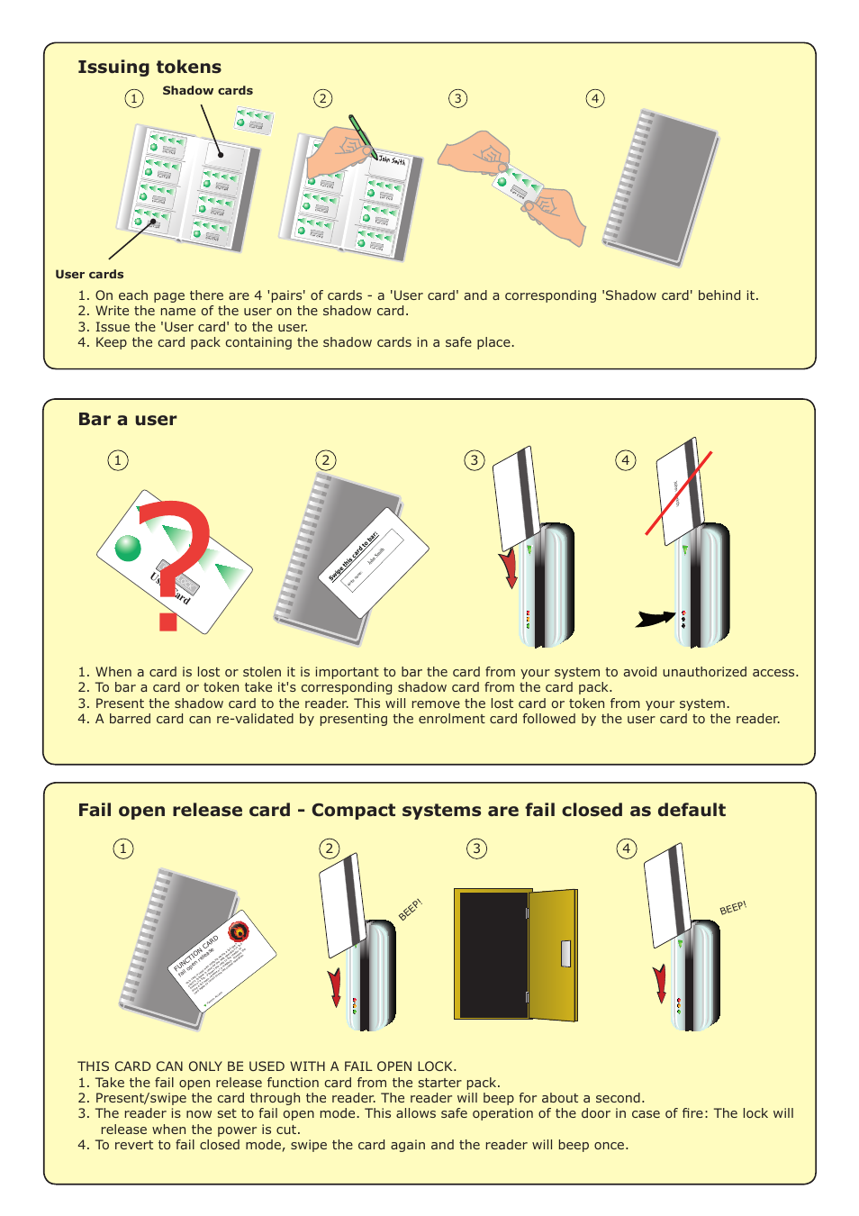 Issuing tokens, Bar a user, User card | Shadow cards user cards | Paxton CARDLOCK compact User Manual | Page 3 / 4