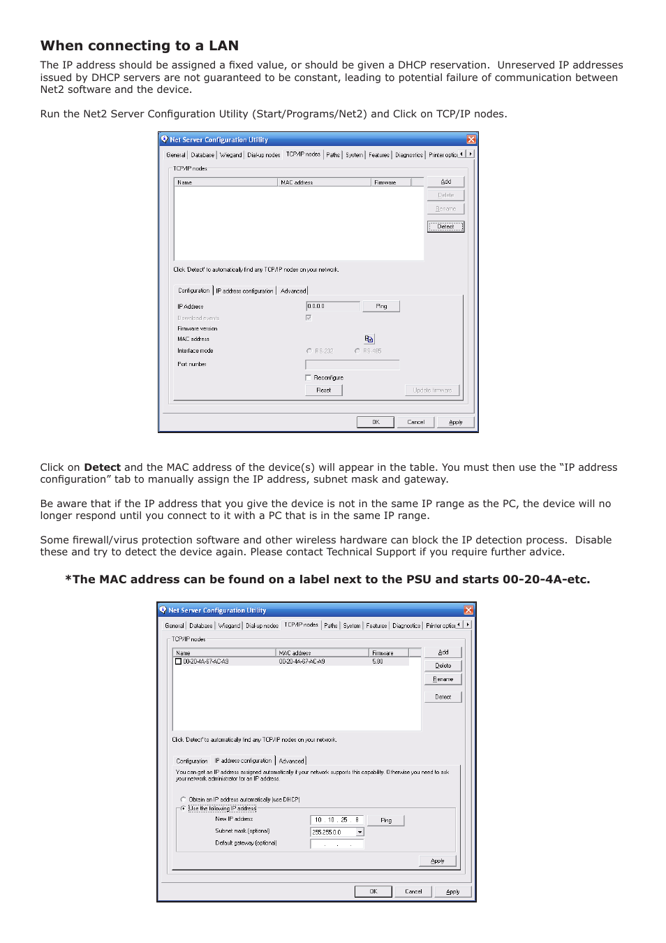 When connecting to a lan | Paxton Net2 485 TCP/IP Lantronix UDS10B Ethernet Interface User Manual | Page 3 / 4