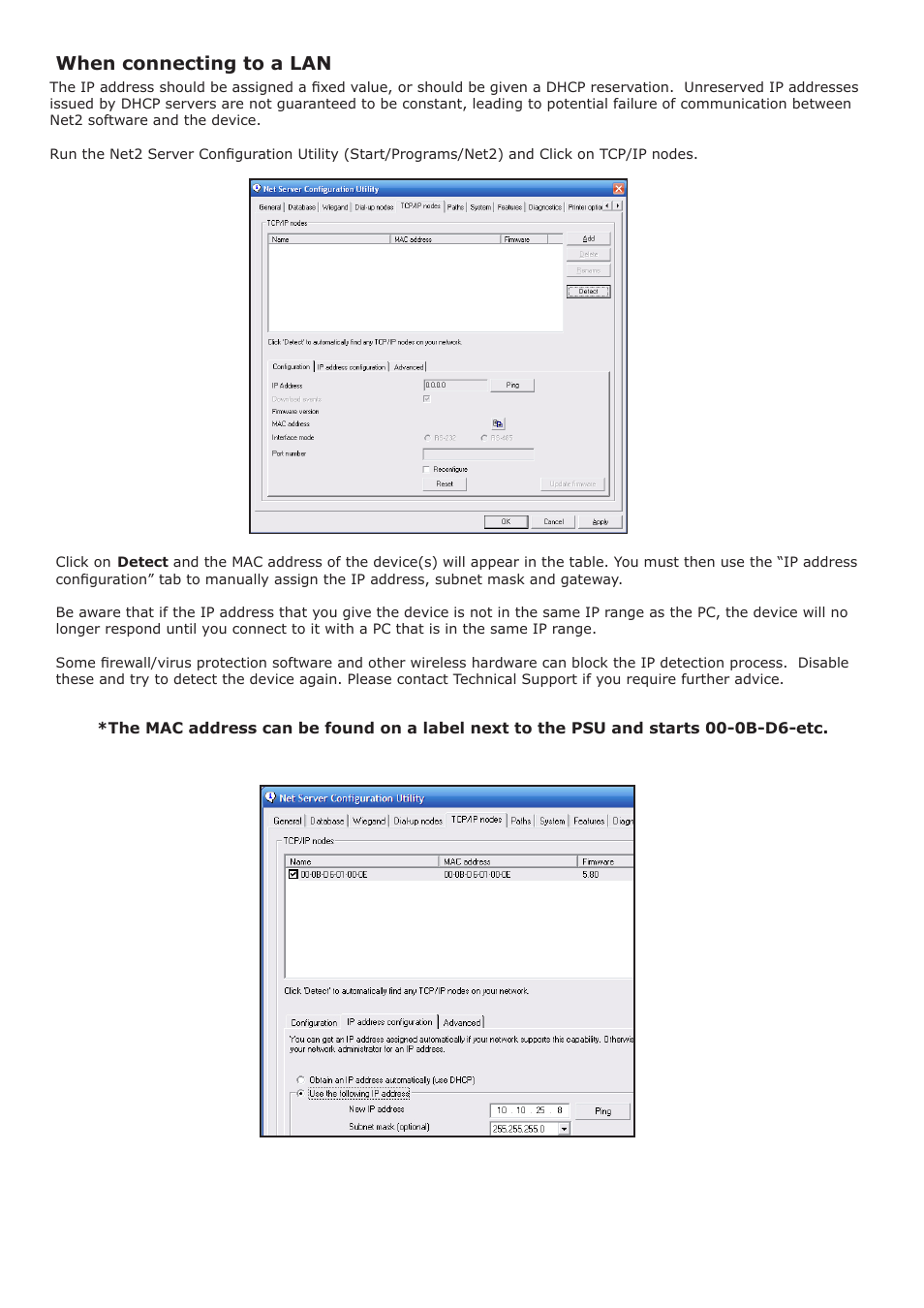 When connecting to a lan | Paxton Net2 Ethernet Interface User Manual | Page 3 / 4