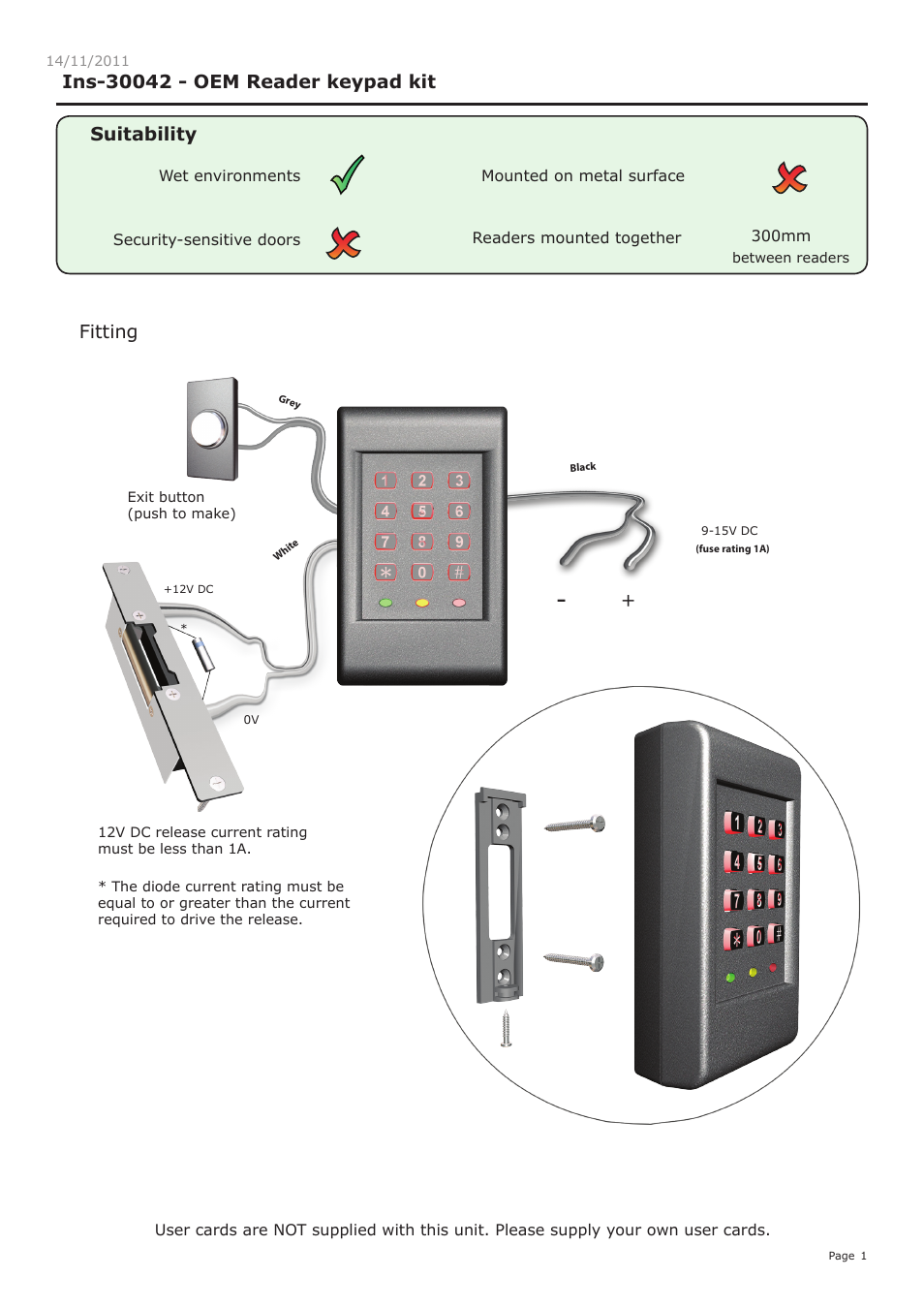 Paxton OEM Reader keypad kit User Manual | 9 pages