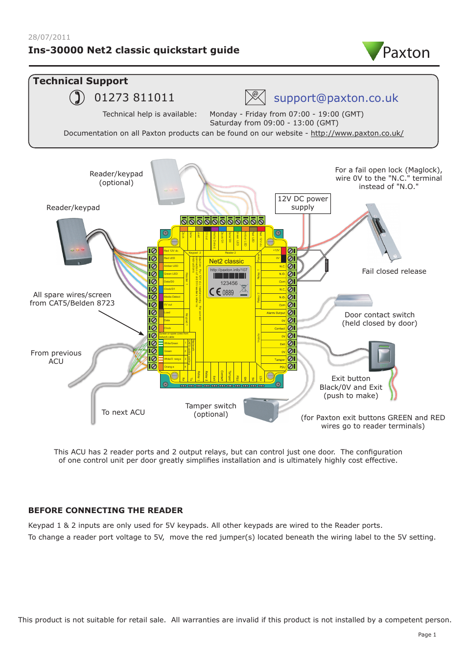 Paxton Net2 classic quickstart guide User Manual | 4 pages