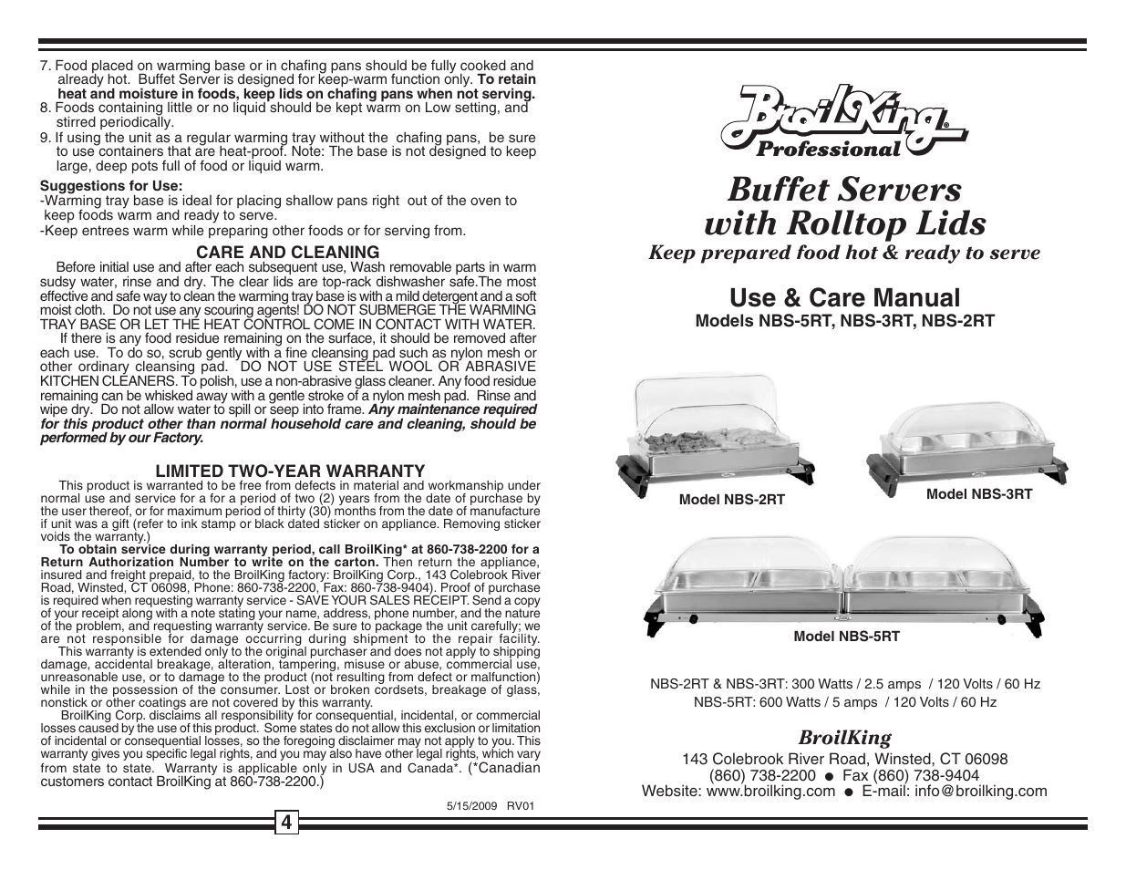 Broil King NBS-5RT User Manual | 2 pages