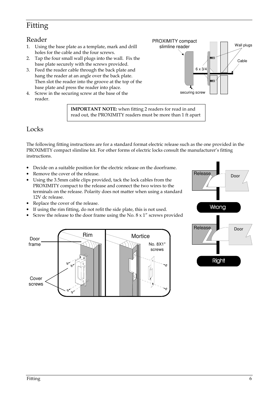 Fitting, Reader, Locks | Paxton PROXIMITY compact slimline User Manual | Page 6 / 14