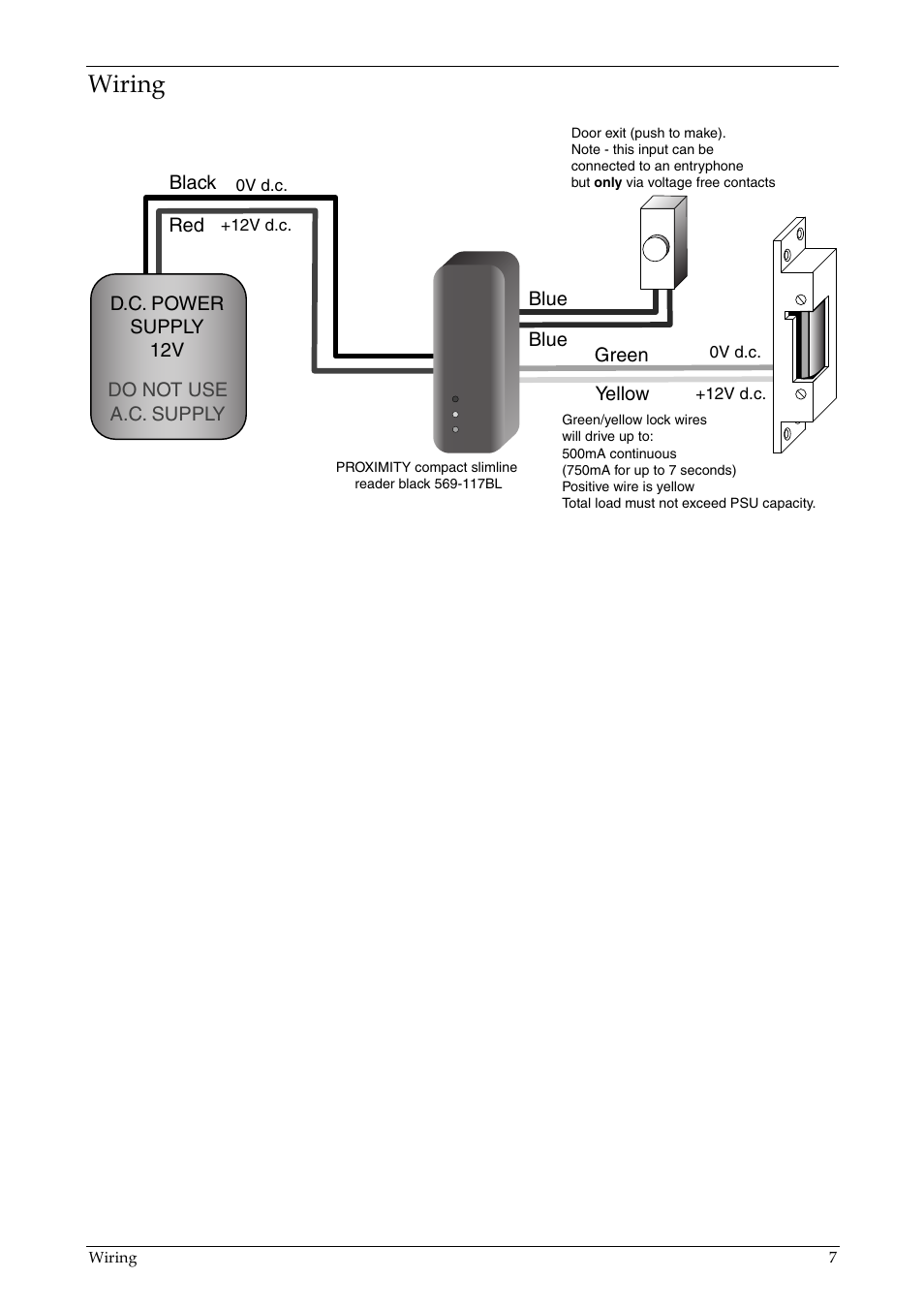 Wiring | Paxton PROXIMITY compact slimline User Manual | Page 7 / 14