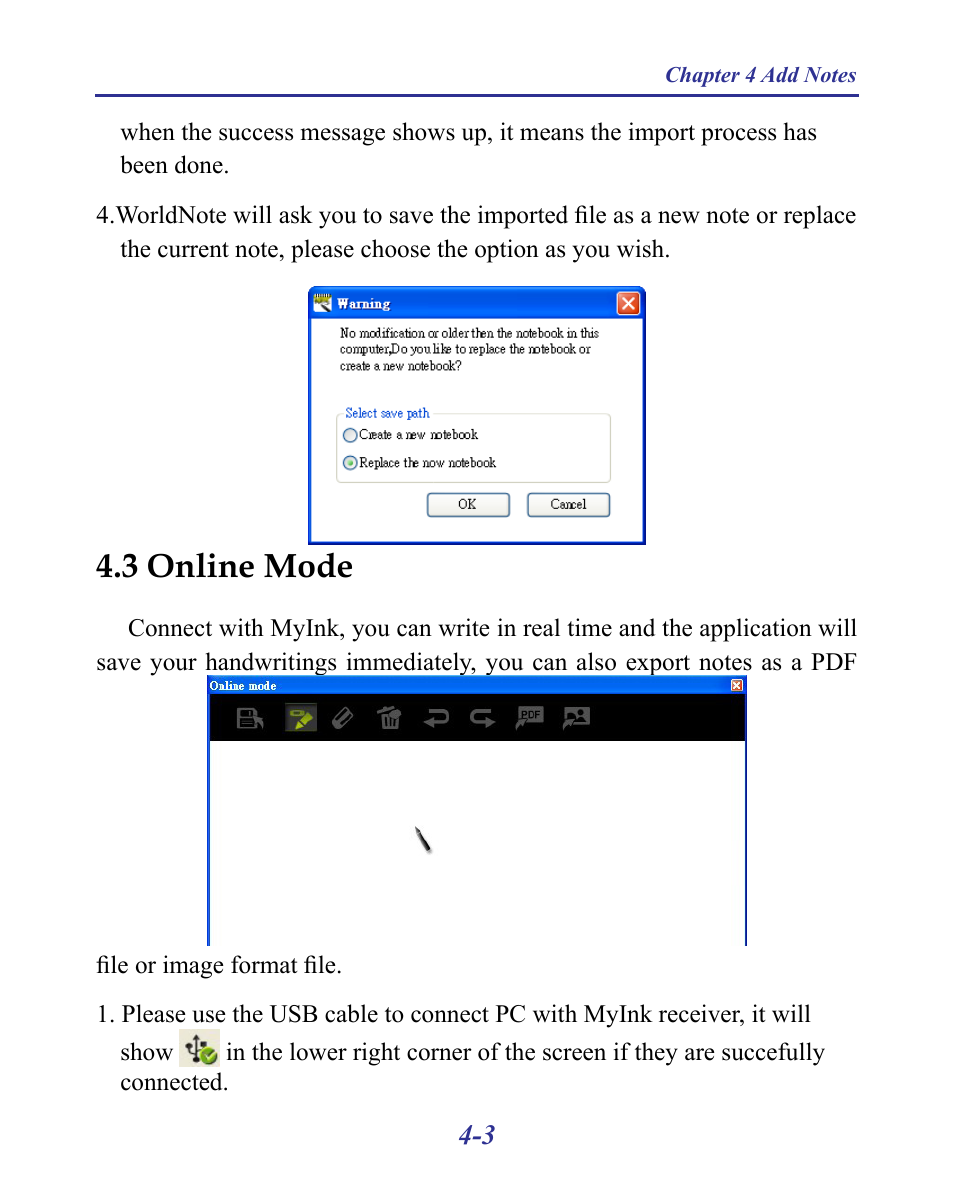 3 online mode -3, 3 online mode | Penpower MyInk (iOS/Win) User Manual | Page 47 / 90