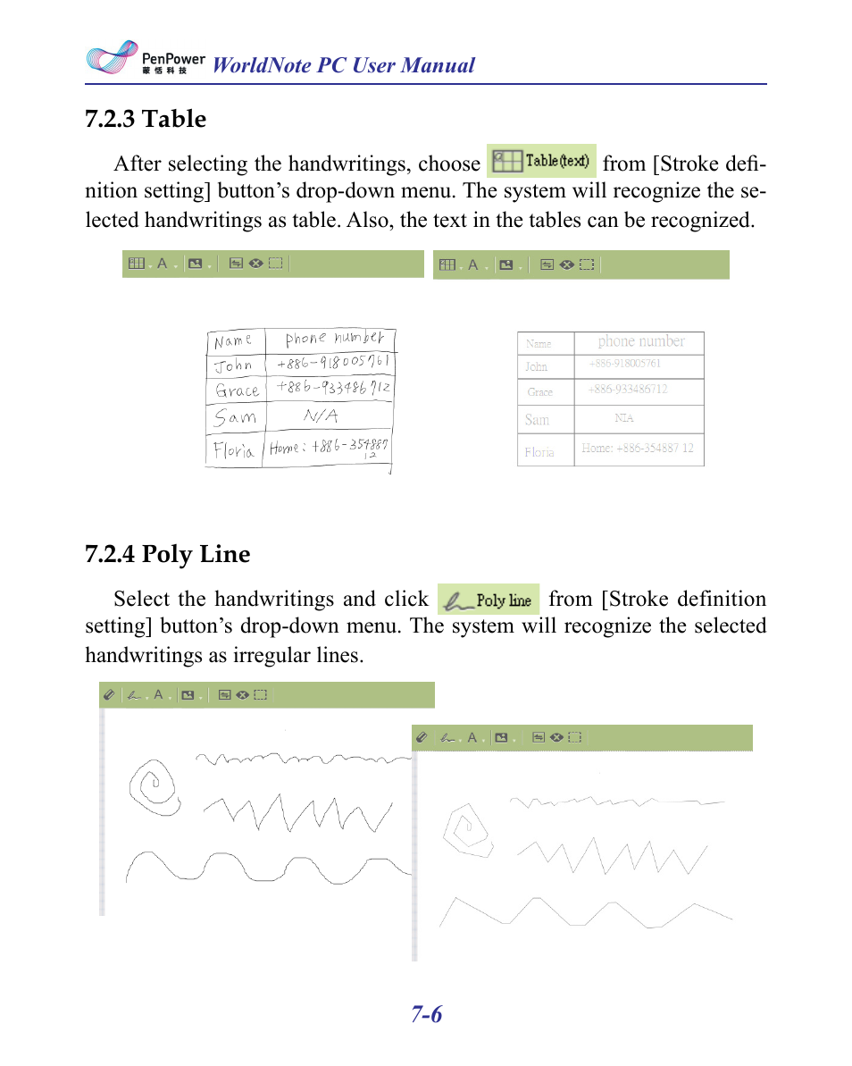 3 table -6 7.2.4 poly line -6 | Penpower MyInk (iOS/Win) User Manual | Page 65 / 90