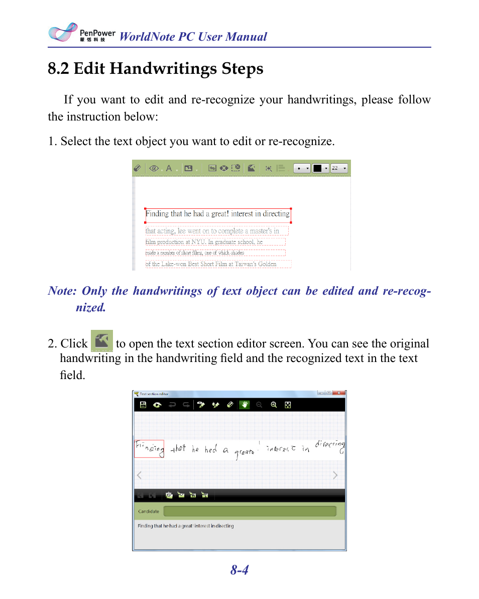 2 edit handwritings steps -4, 2 edit handwritings steps | Penpower MyInk (iOS/Win) User Manual | Page 75 / 90