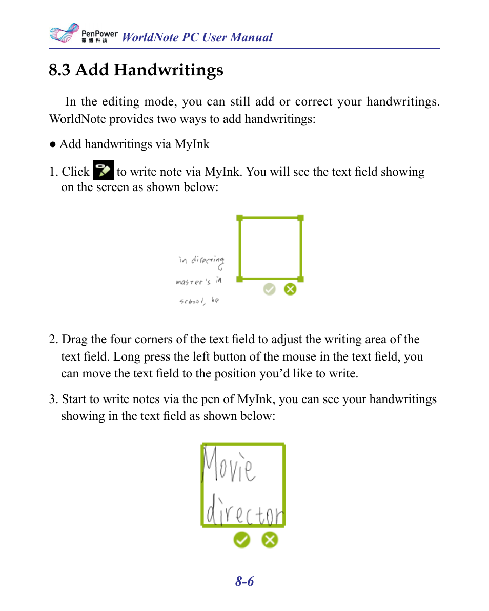 3 add handwritings -6, 3 add handwritings | Penpower MyInk (iOS/Win) User Manual | Page 77 / 90