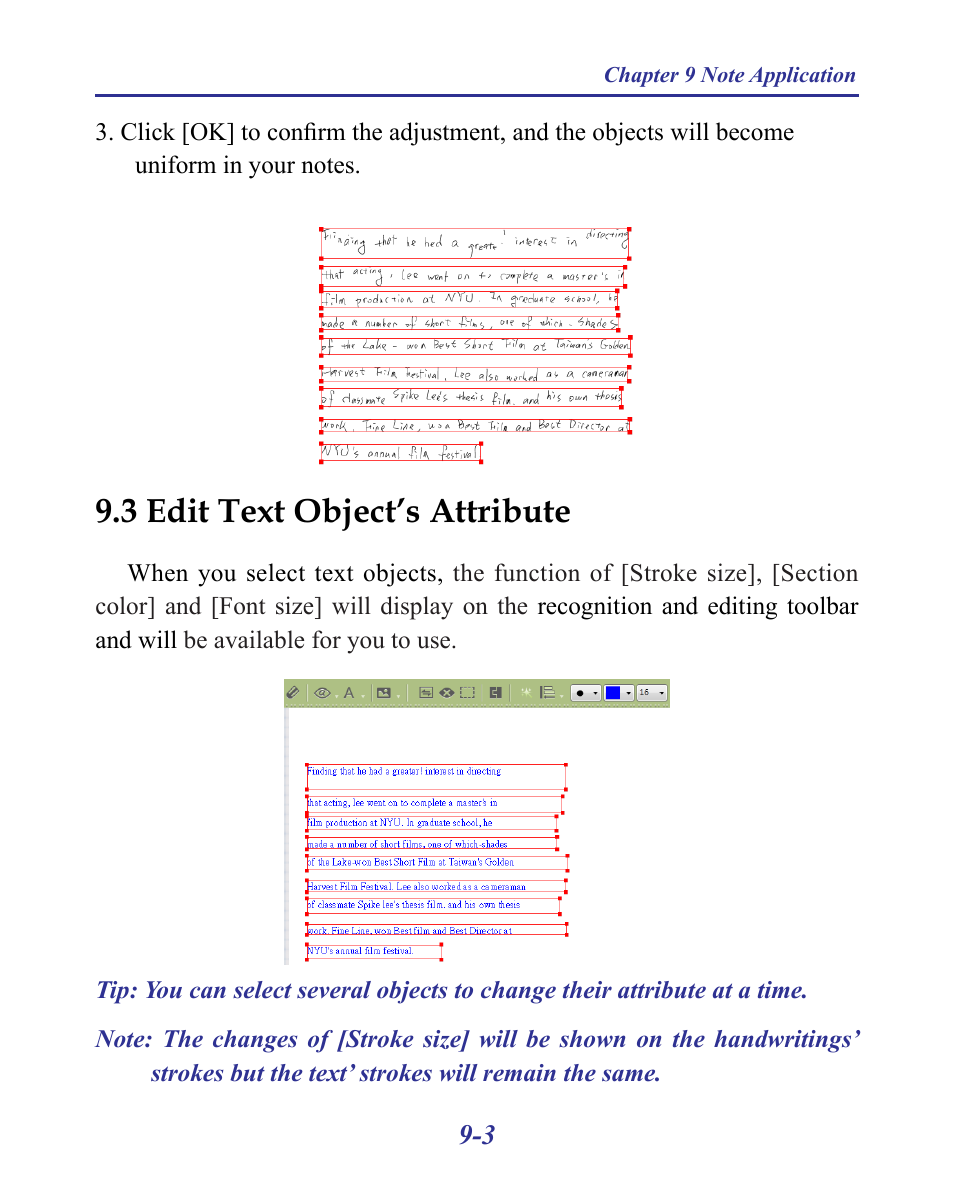 3 edit text object’s attribute -3, 3 edit text object’s attribute | Penpower MyInk (iOS/Win) User Manual | Page 81 / 90