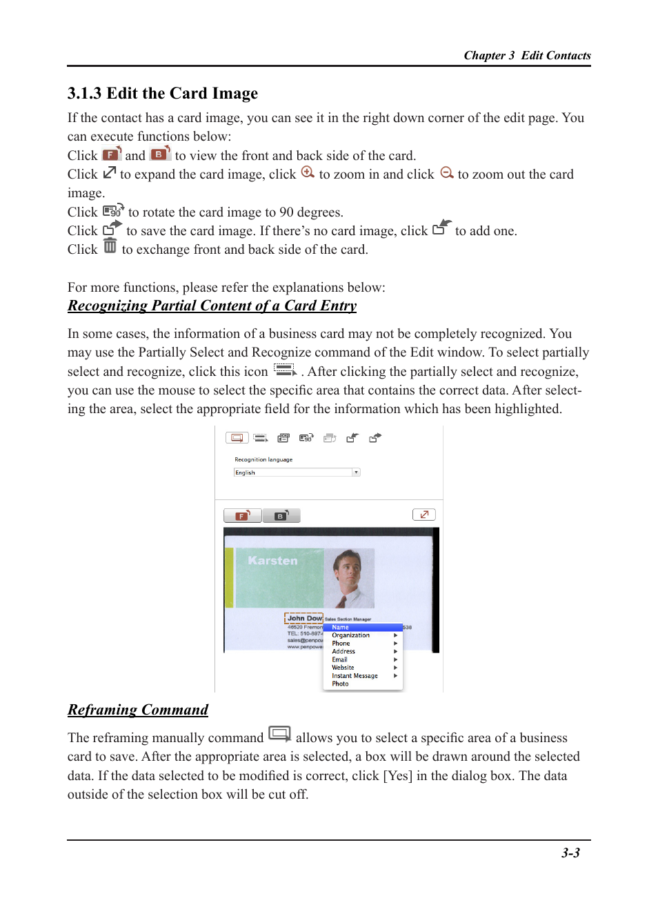 3 edit the card image | Penpower WorldCard plus (Mac) v.3.2 User Manual | Page 12 / 33
