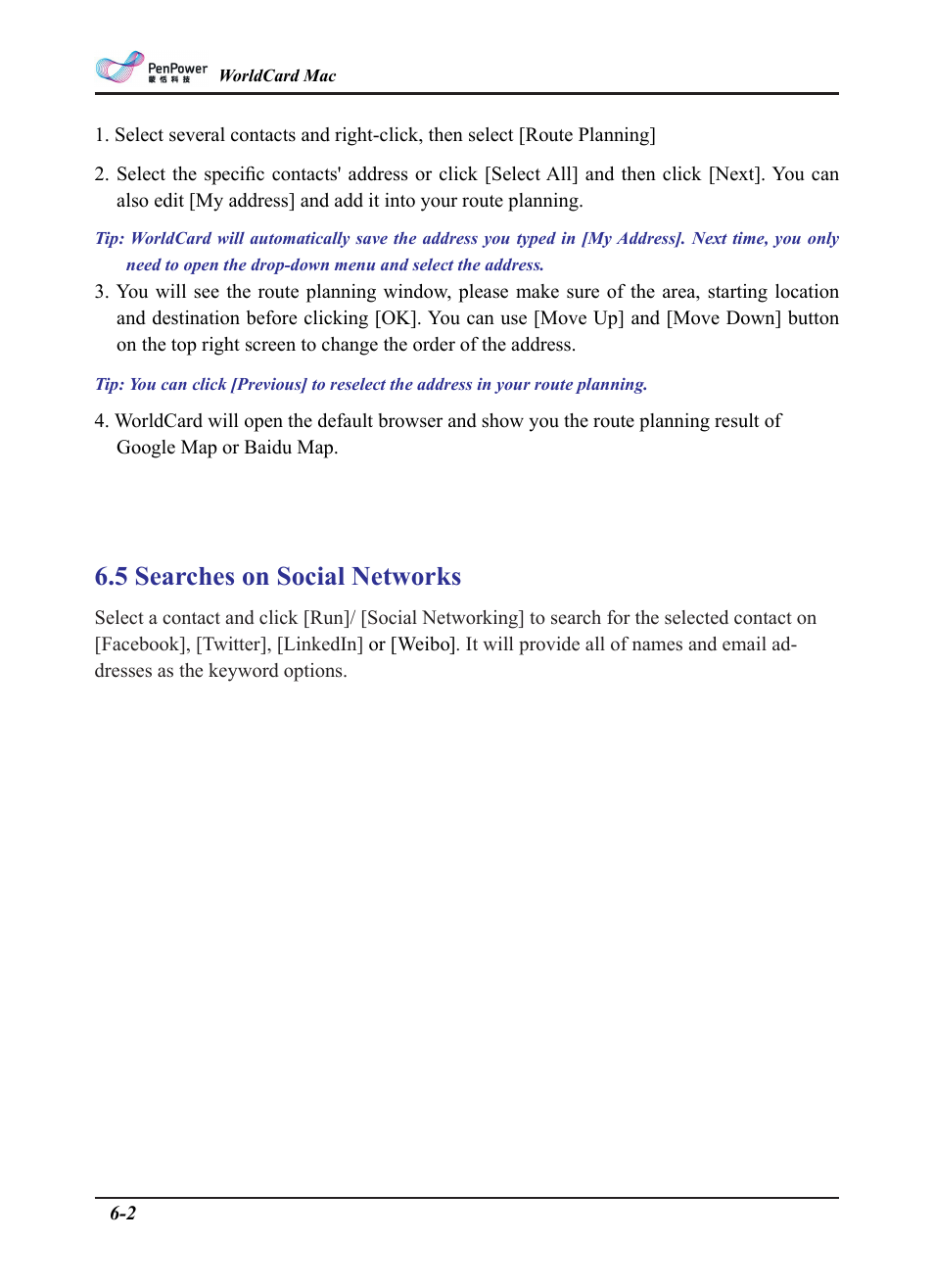 5 searches on social networks | Penpower WorldCard plus (Mac) v.3.2 User Manual | Page 22 / 33