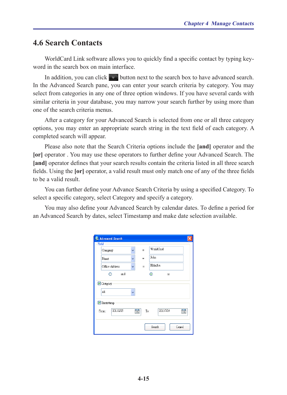 6 search contacts, 6 search contacts -15 | Penpower WorldCard Link pro (iOS/Win) User Manual | Page 31 / 38