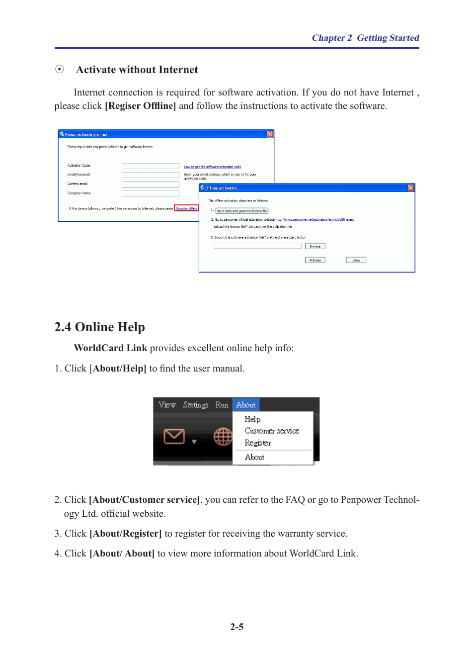 4 online help, 4 online help -5 | Penpower WorldCard Link pro (iOS/Win) User Manual | Page 9 / 38