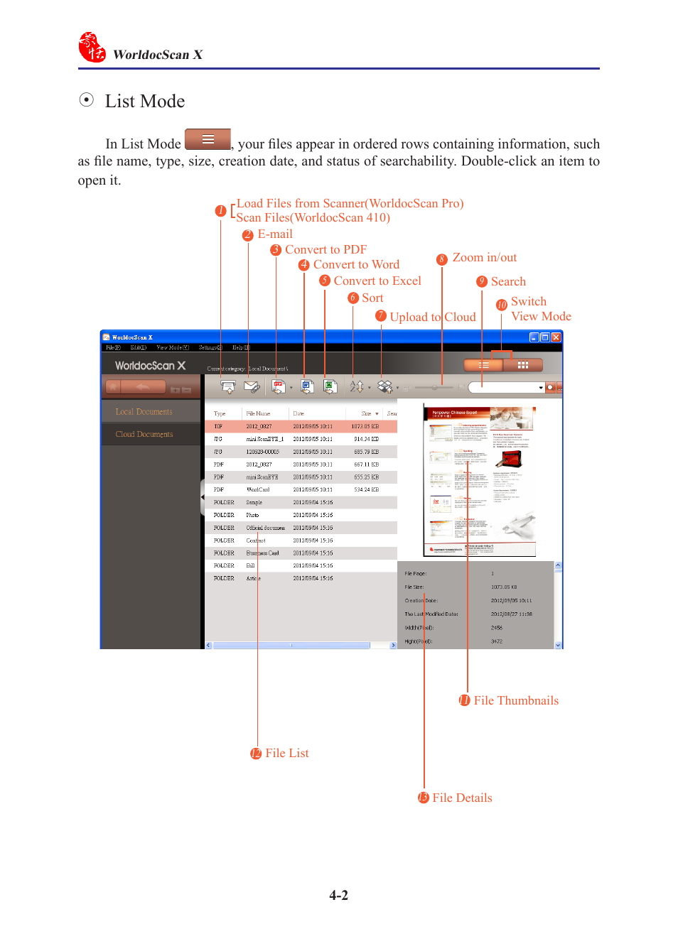 List mode | Penpower WorldocScan 410 (Win) User Manual | Page 31 / 60