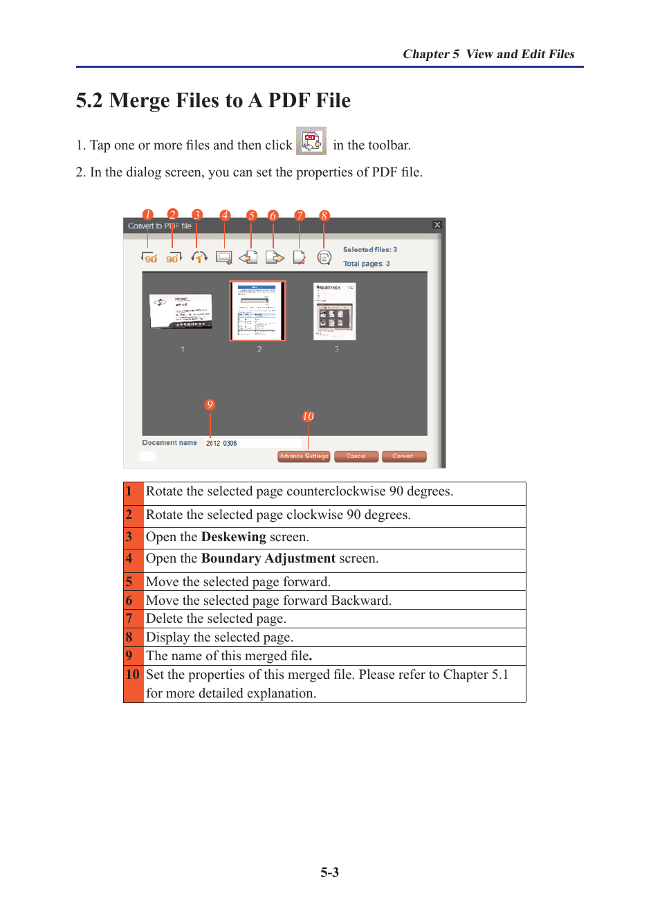 2 merge files to a pdf file, 2 merge files to a pdf file -3 | Penpower WorldocScan 410 (Win) User Manual | Page 42 / 60