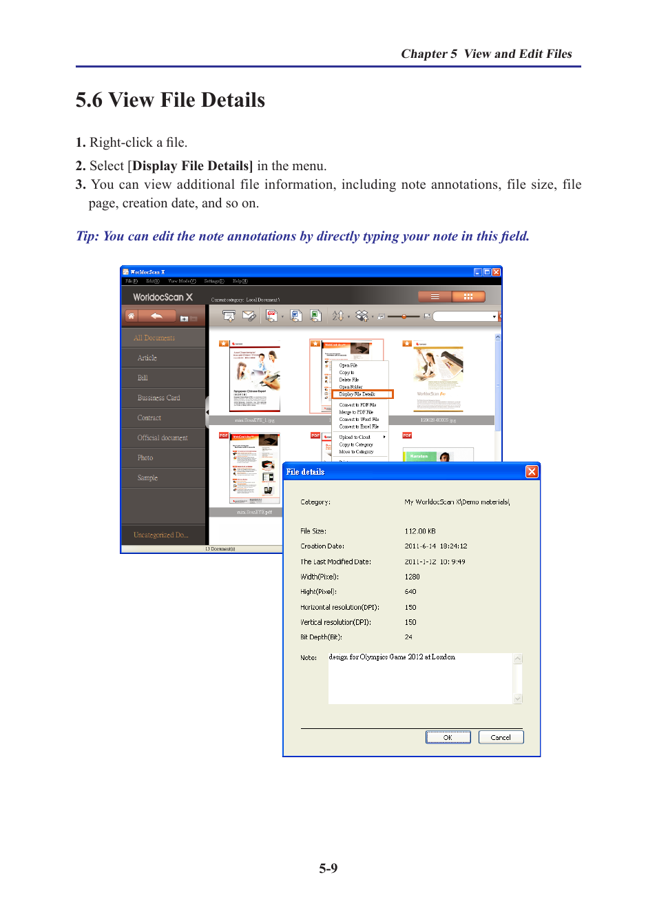 6 view file details, 6 view file details -9 | Penpower WorldocScan 410 (Win) User Manual | Page 48 / 60