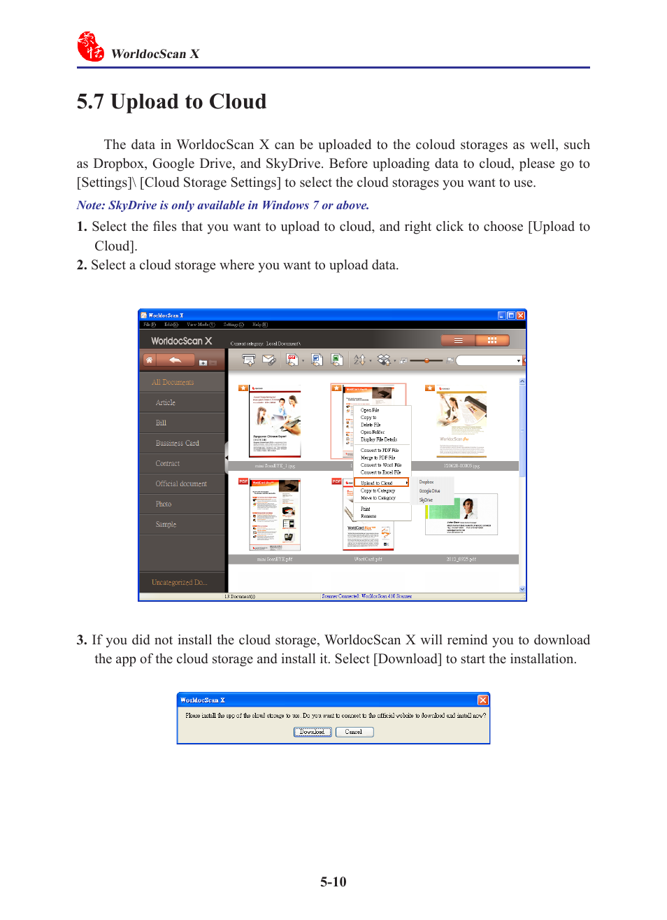 7 upload to cloud, 7 upload to cloud -10 | Penpower WorldocScan 410 (Win) User Manual | Page 49 / 60