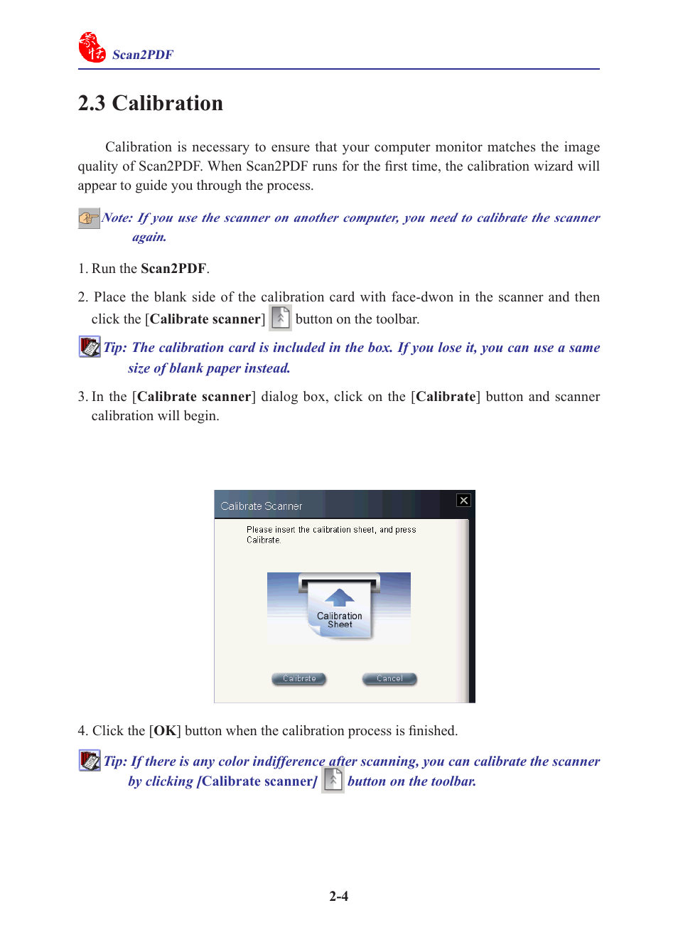 3 calibration, 3 calibration -4 | Penpower WorldocScan 600 (Win) User Manual | Page 12 / 33