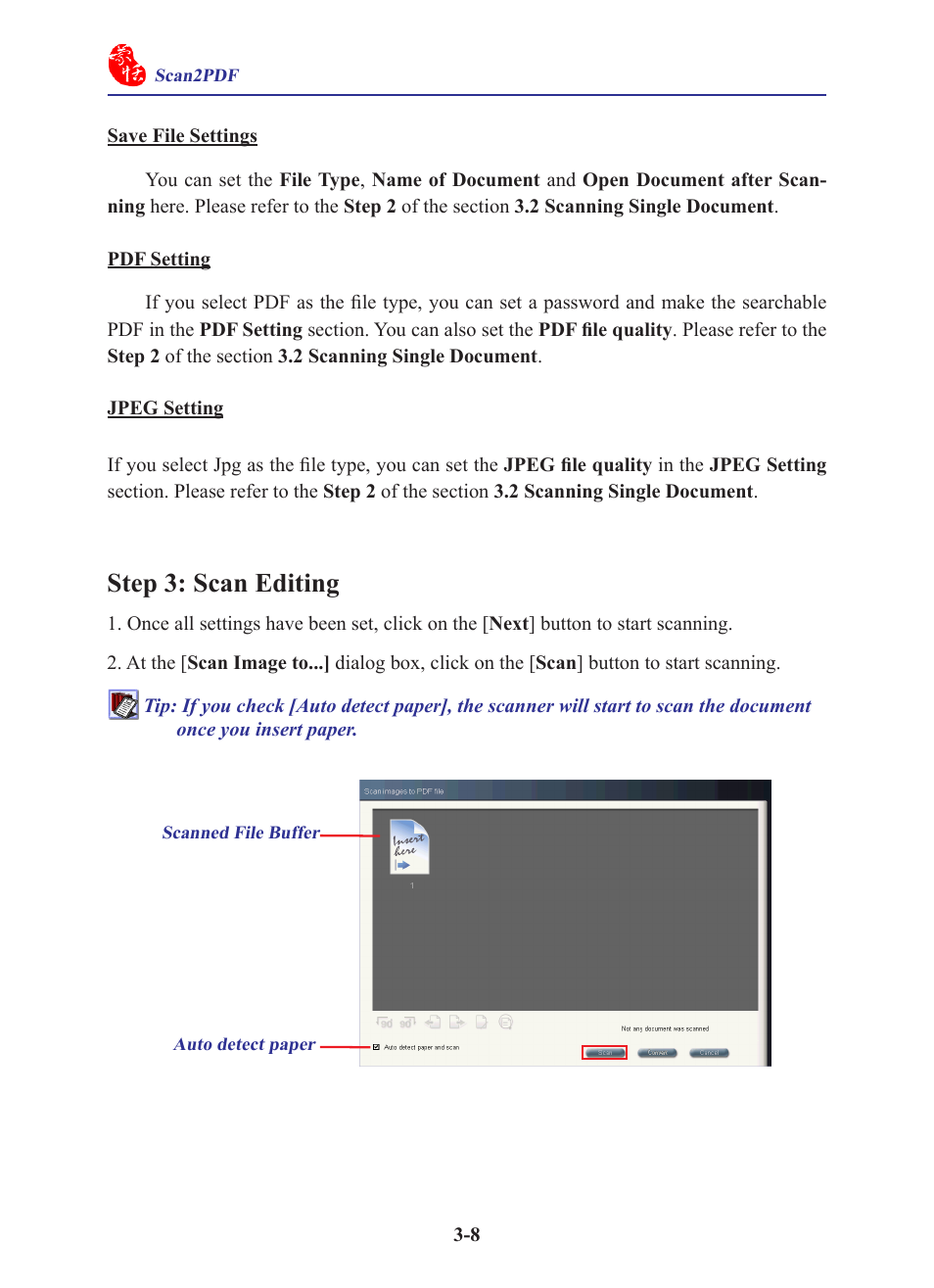 Step 3: scan editing, Step 3: scan editing -8 | Penpower WorldocScan 600 (Win) User Manual | Page 20 / 33