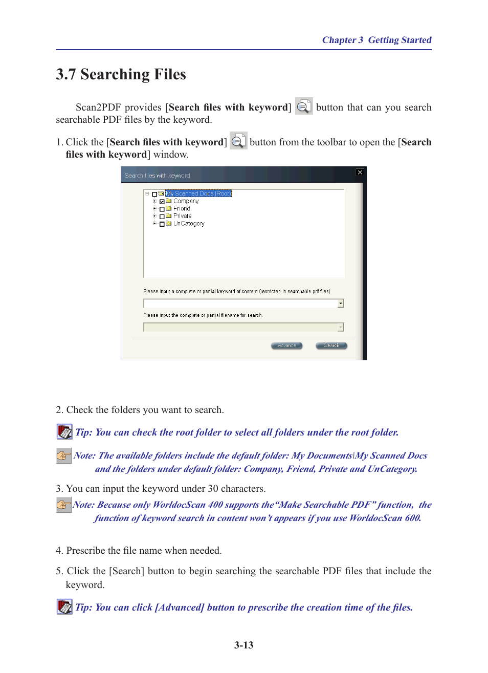 7 searching files | Penpower WorldocScan 400 (Win) User Manual | Page 25 / 33