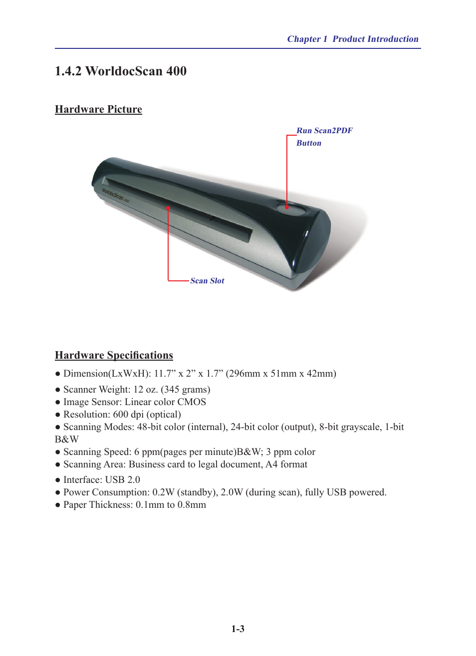 2 worldocscan 400 | Penpower WorldocScan 400 (Win) User Manual | Page 7 / 33