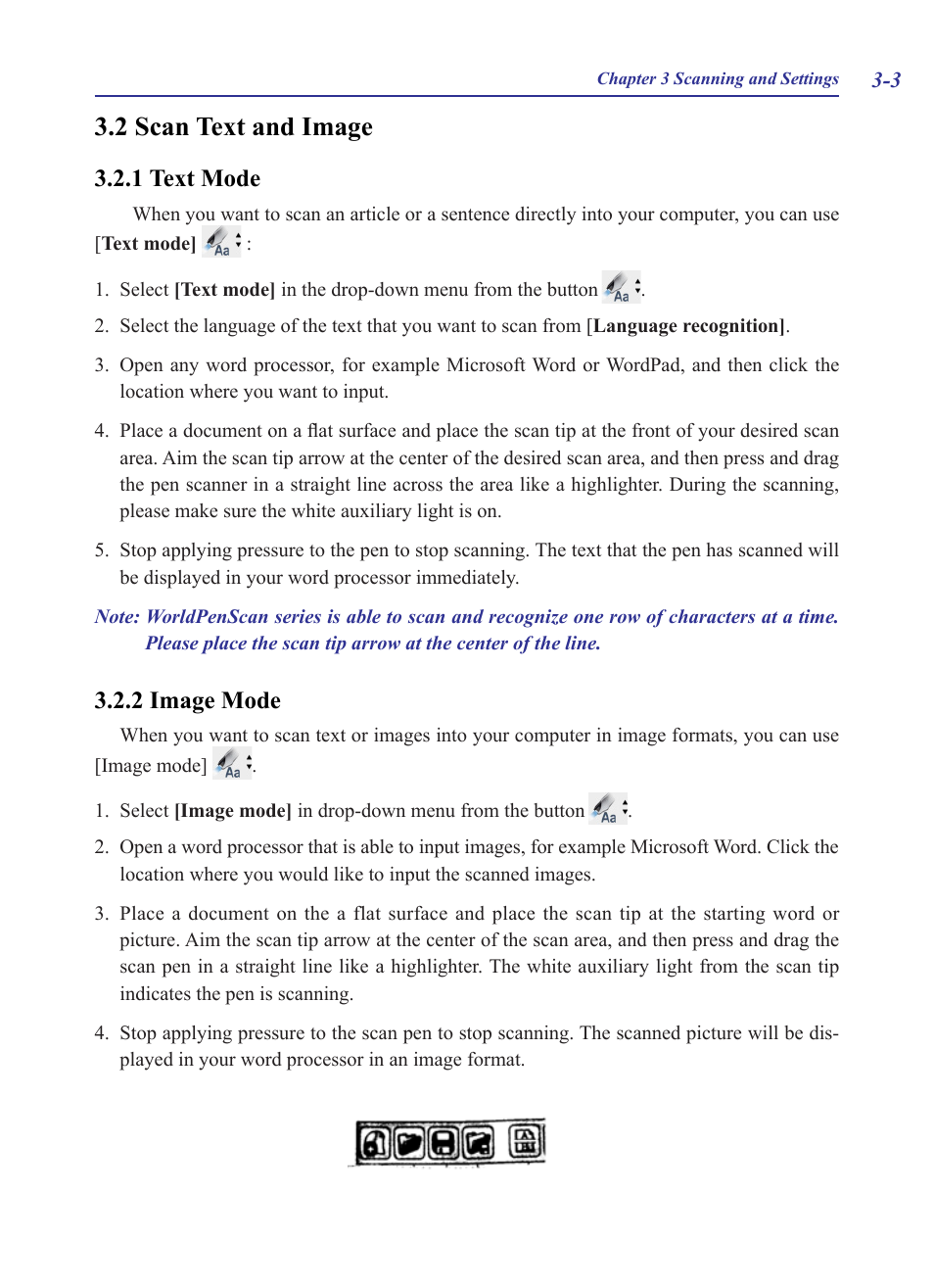 2 scan text and image, 1 text mode, 2 image mode | 2 scan text and image -3, 1 text mode - 3 3.2.2 image mode - 3 | Penpower WorldPenScan (Mac) User Manual | Page 18 / 32