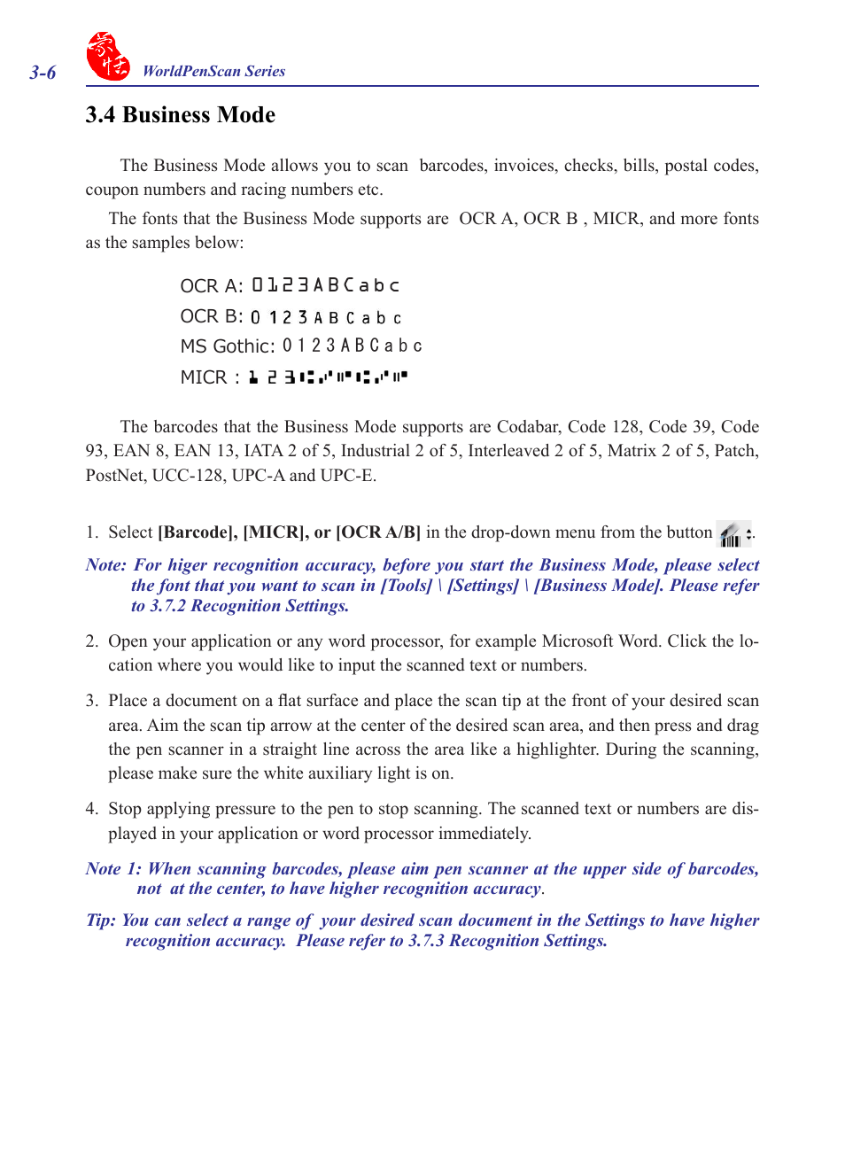 4 business mode, 4 business mode -6 | Penpower WorldPenScan (Mac) User Manual | Page 21 / 32