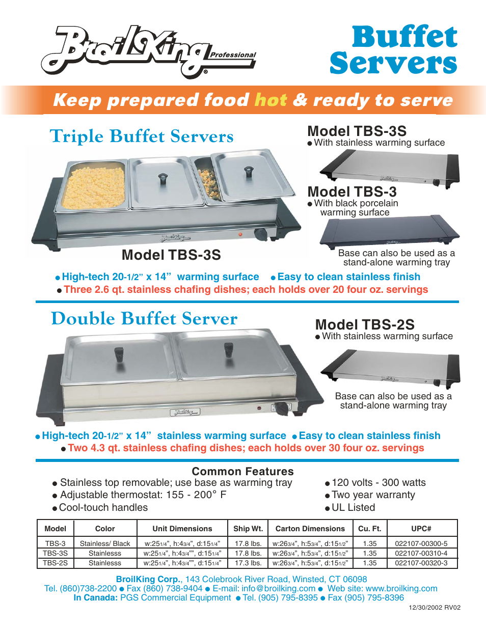 Broil King TBS-3S User Manual | 1 page