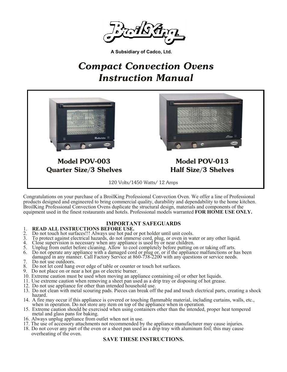 Broil King POV-003 User Manual | 13 pages