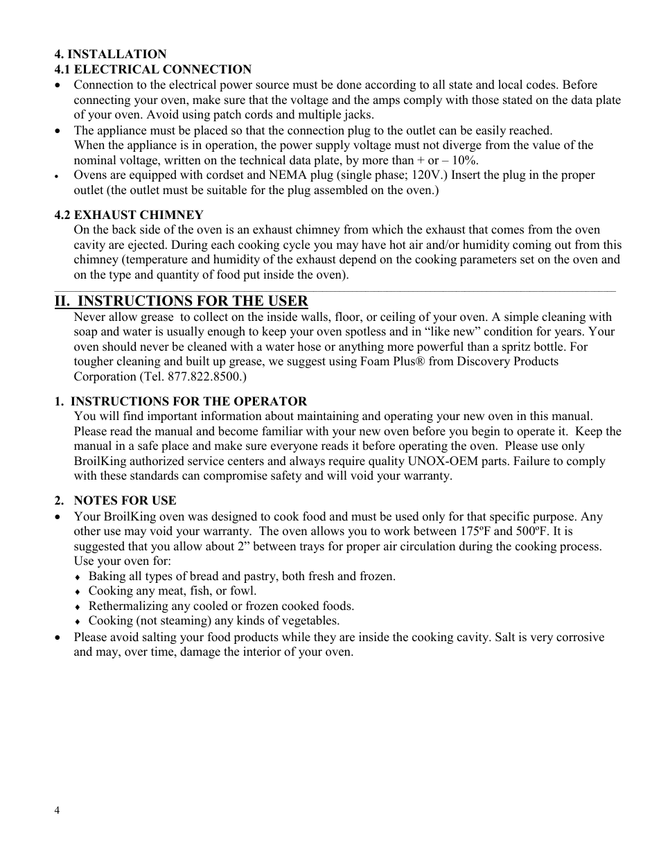 Ii. instructions for the user | Broil King POV-003 User Manual | Page 4 / 13