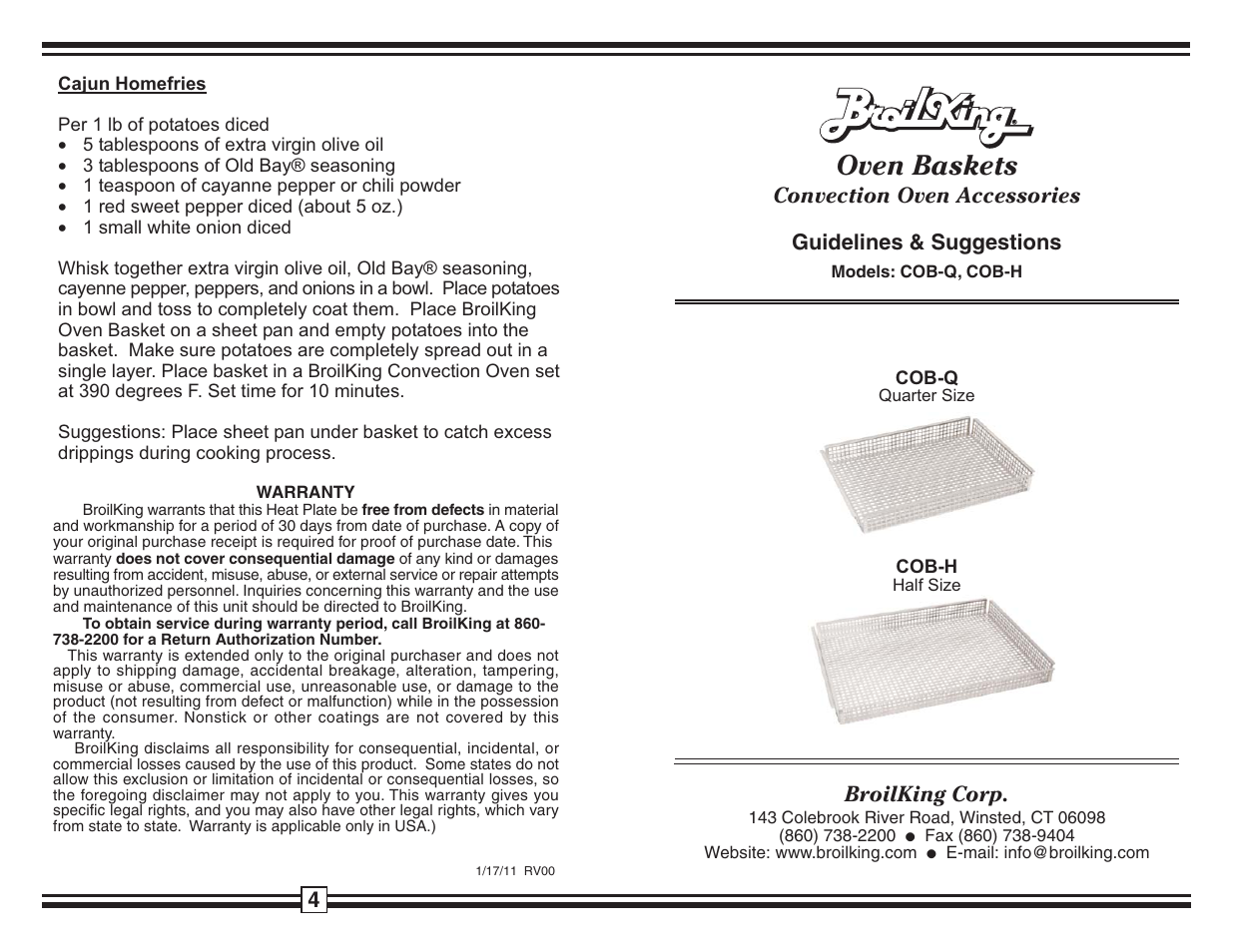 Broil King COB-Q User Manual | 2 pages