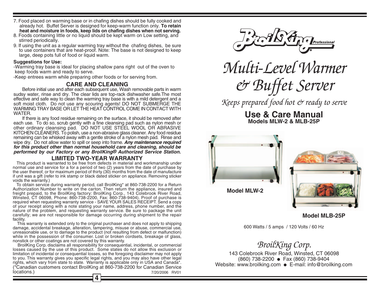 Broil King MLW-2 User Manual | 2 pages