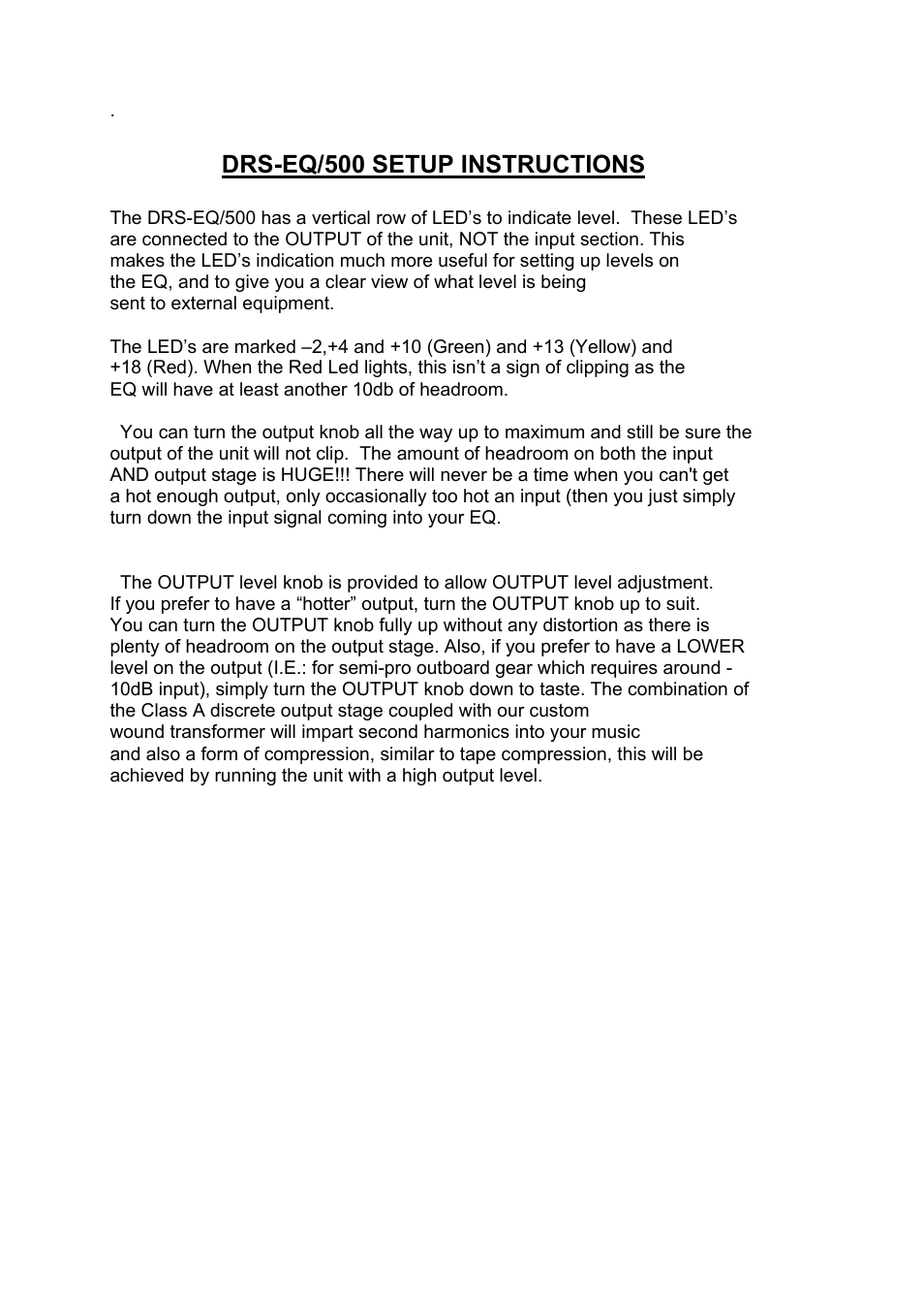 Drs-eq/500 setup instructions | Phoenix Audio DRS-EQ/500 - Mono Class A 4 Band EQ for the API 500 Series User Manual | Page 3 / 5