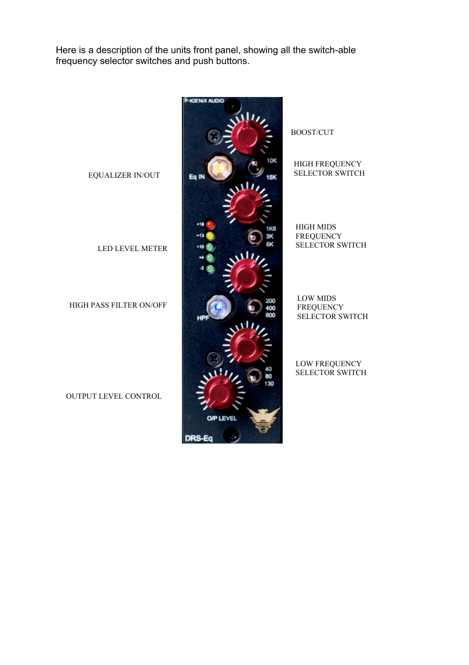 Phoenix Audio DRS-EQ/500 - Mono Class A 4 Band EQ for the API 500 Series User Manual | Page 4 / 5