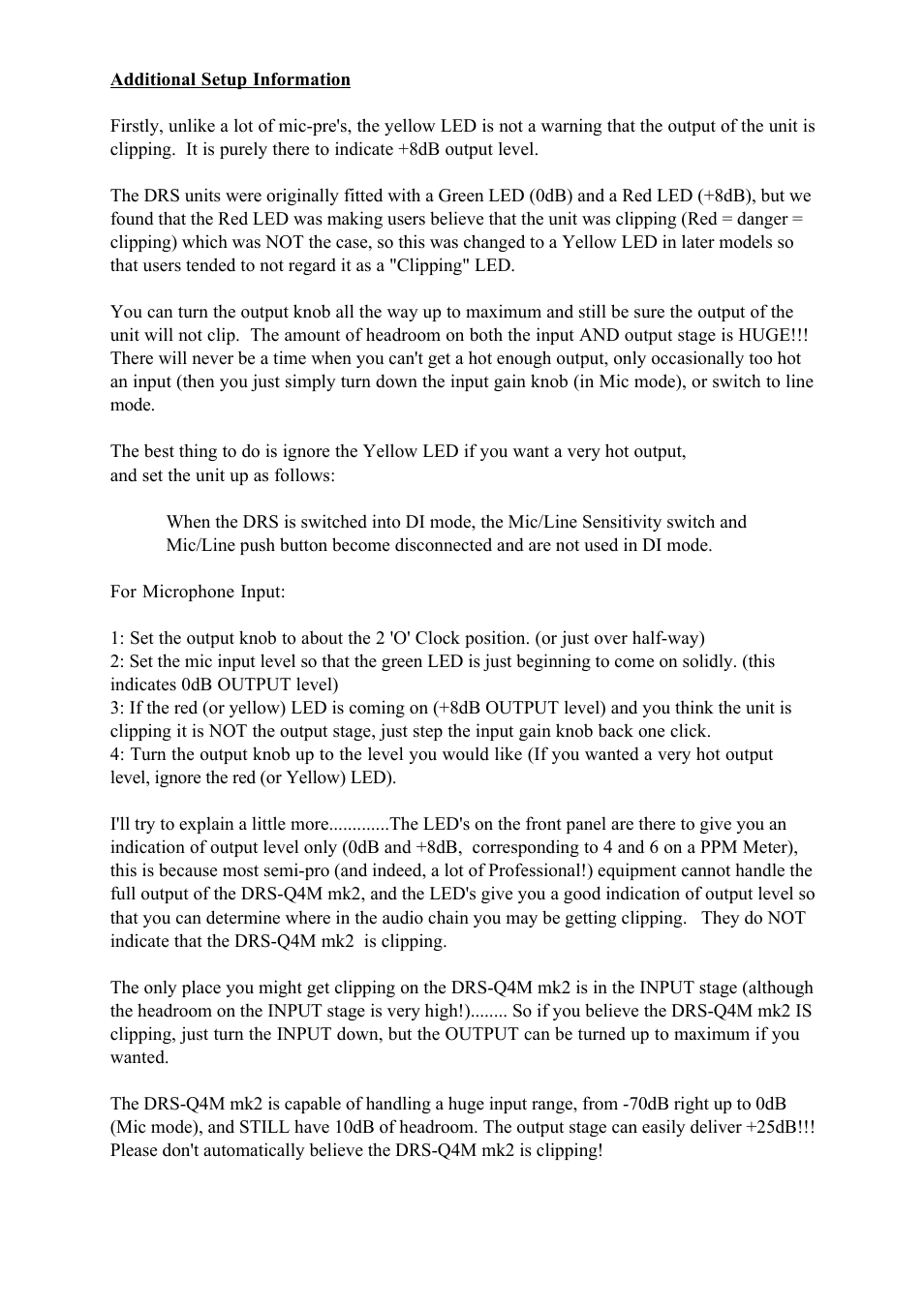 Phoenix Audio DRS-Q4M Mk2 - Mono Class A Microphone Pre-Amplifier/DI/EQ User Manual | Page 5 / 7