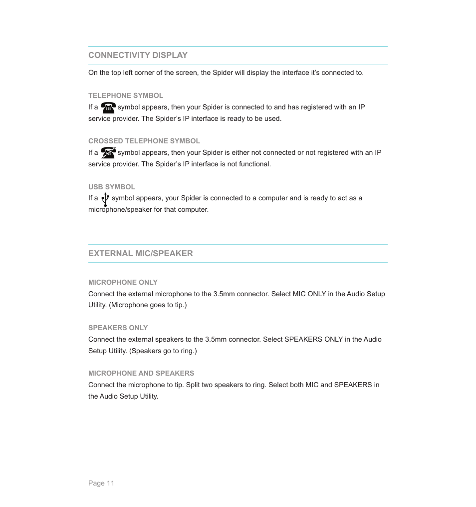 Phoenix Audio Spider USB and SIP/IP Telephone MT505 User Manual | Page 11 / 16
