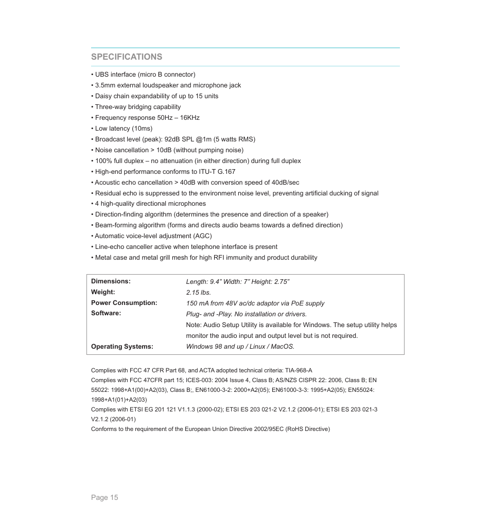 Phoenix Audio Spider USB and SIP/IP Telephone MT505 User Manual | Page 15 / 16