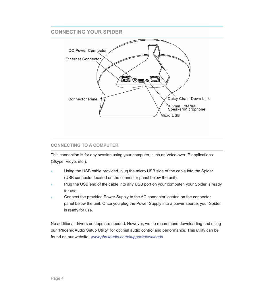 Phoenix Audio Spider USB and SIP/IP Telephone MT505 User Manual | Page 4 / 16