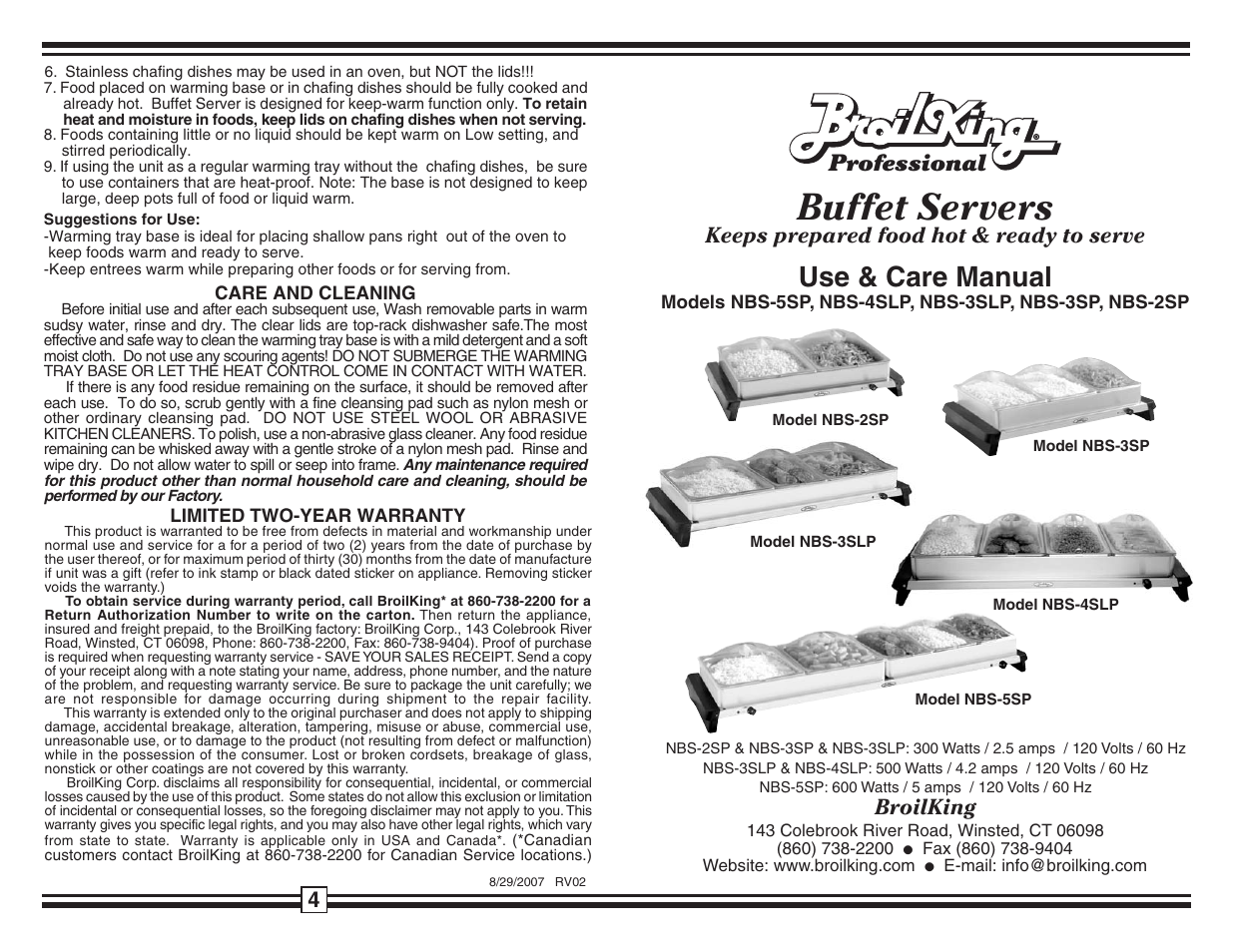 Broil King NBS-4SLP User Manual | 2 pages