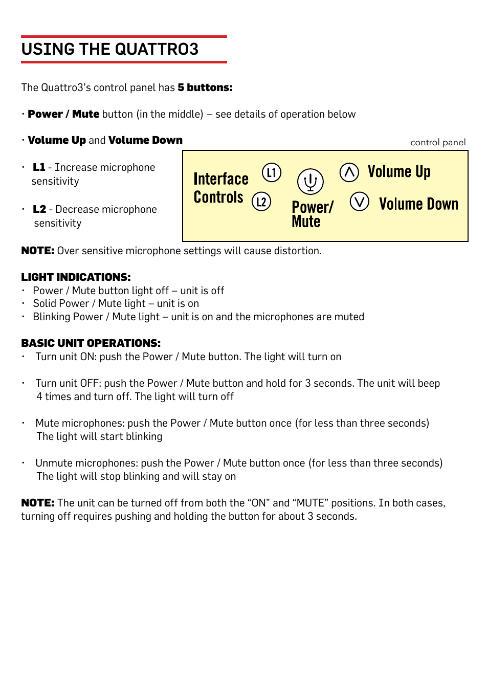 Using the quattro3 | Phoenix Audio Quattro3 MT305 User Manual | Page 4 / 10