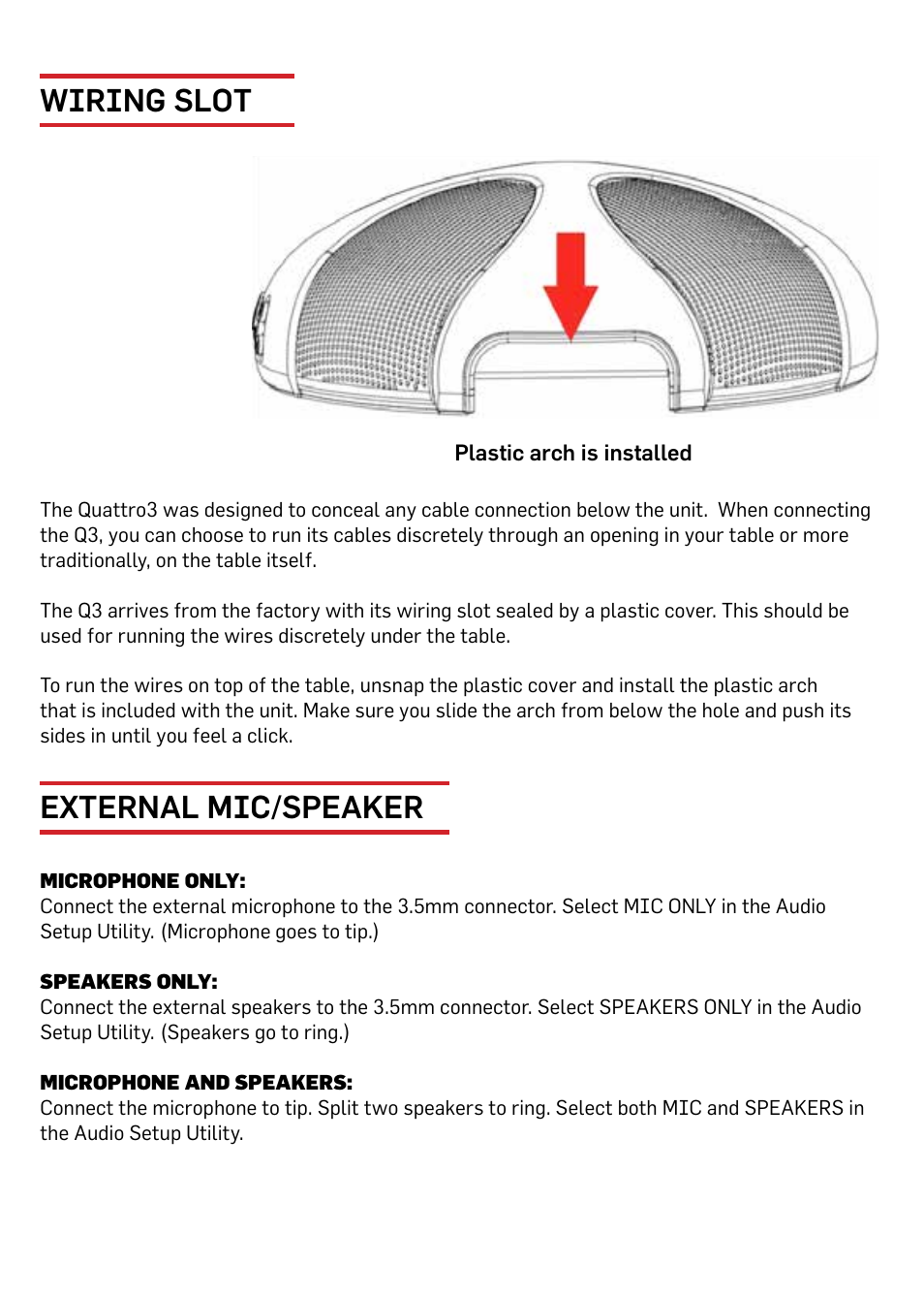 Wiring slot, External mic/speaker | Phoenix Audio Quattro3 MT305 User Manual | Page 7 / 10