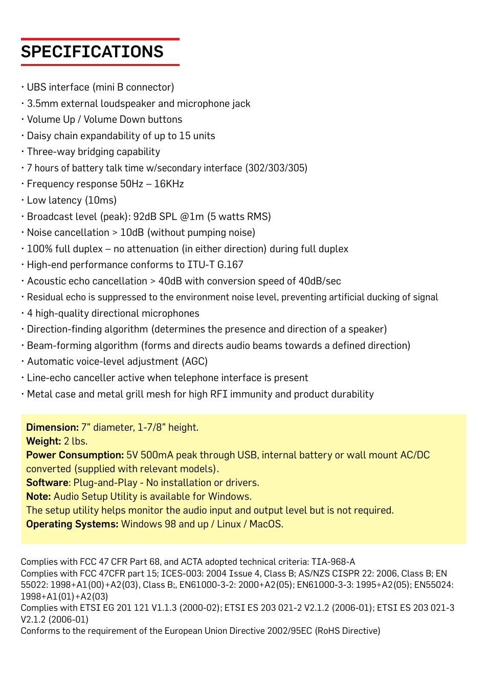 Specifications | Phoenix Audio Quattro3 MT305 User Manual | Page 9 / 10
