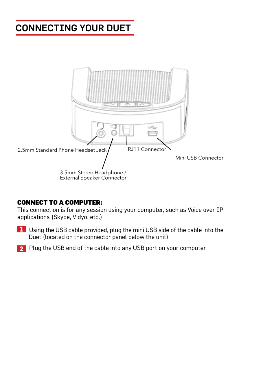 Connecting your duet | Phoenix Audio Duet Executive MT202-EXE User Manual | Page 3 / 10