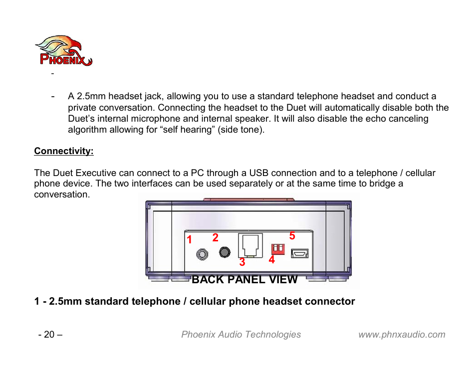 Phoenix Audio Technologies DUET VCA User Manual | Page 20 / 26