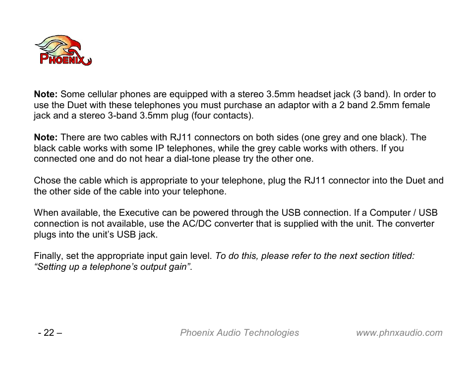 Phoenix Audio Technologies DUET VCA User Manual | Page 22 / 26