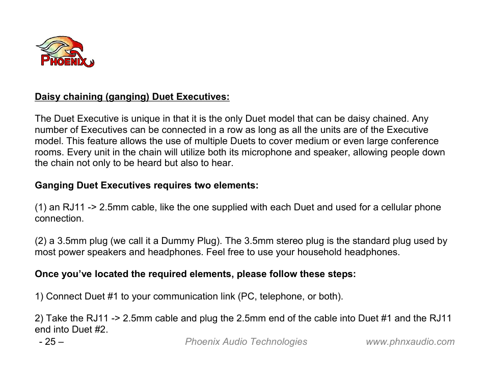 Phoenix Audio Technologies DUET VCA User Manual | Page 25 / 26