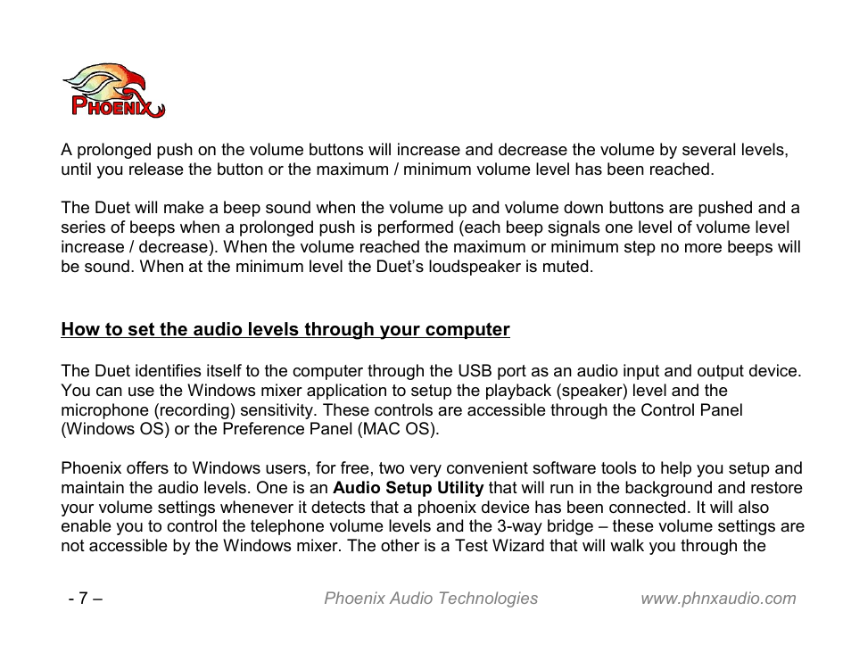 Phoenix Audio Technologies DUET VCA User Manual | Page 7 / 26