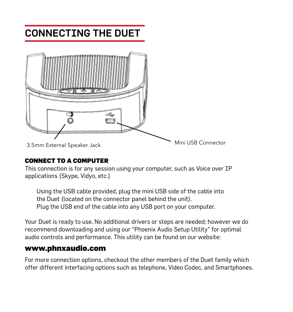 Connecting the duet | Phoenix Audio Duet PCS (MT202-PCS User Manual | Page 3 / 6