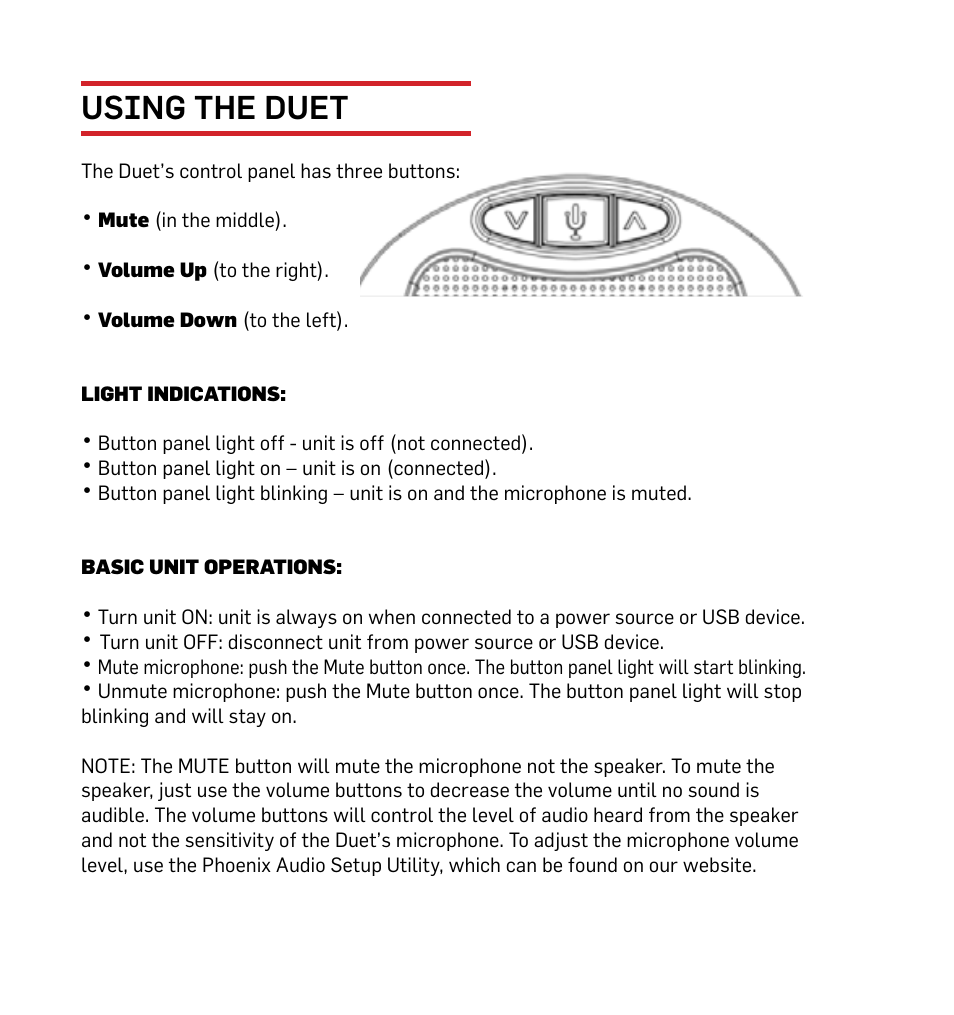 Using the duet | Phoenix Audio Duet PCS (MT202-PCS User Manual | Page 4 / 6