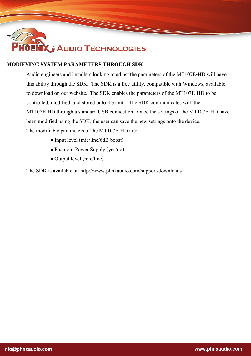 Phoenix Audio Technologies MT107E-HD User Manual | Page 6 / 7